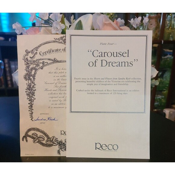 Collector Plate 1992 Reco "Carousel of Dreams" by Sandra Kuck with Original Box - Picture 3 of 3